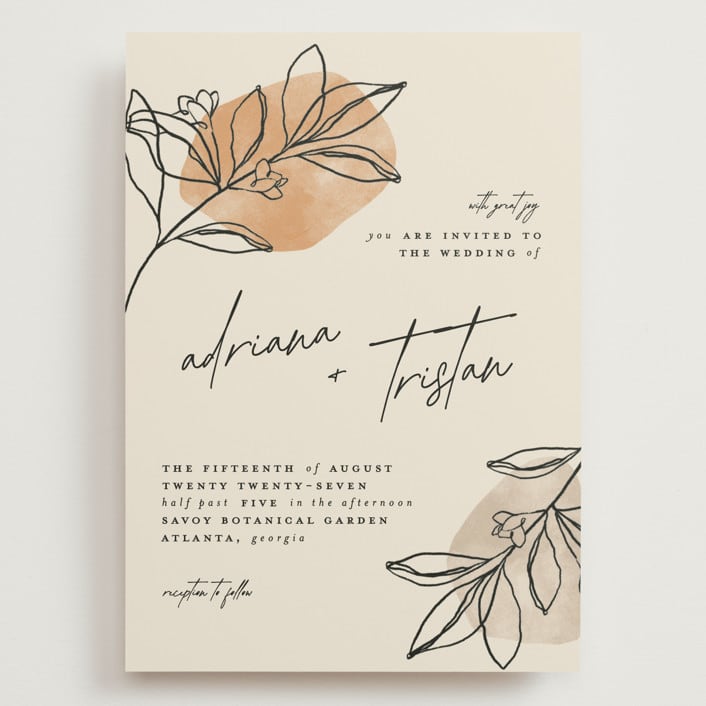 "leaf contour" - Wedding Invitations in Natural by Susan Zinader - Front