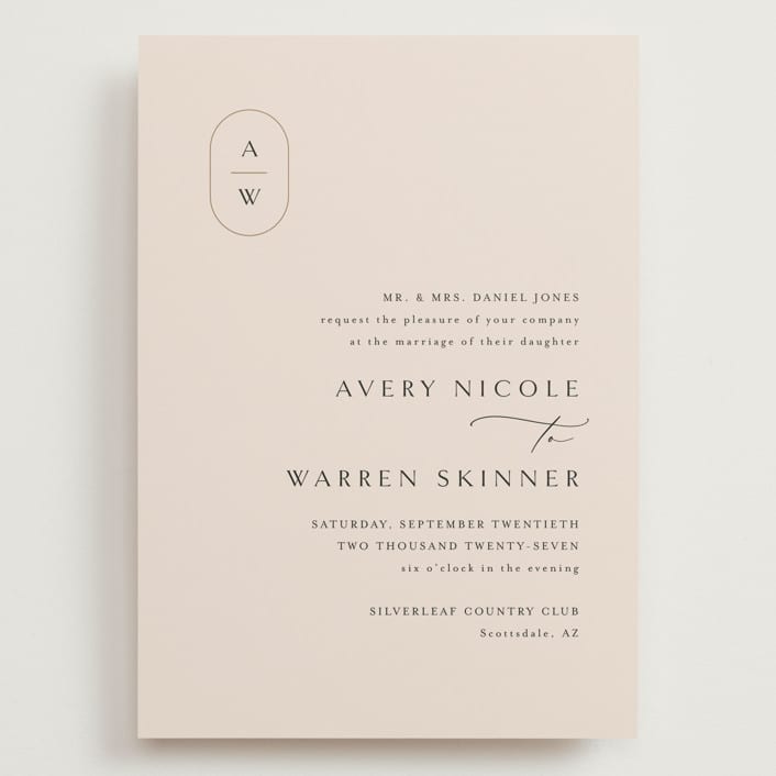 "Everlasting" - Wedding Invitations in Latte by Jennifer Postorino - Front