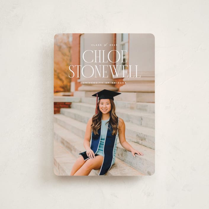 "Modern Serif" - Graduation Announcements in Snow by Ellen Schlegelmilch - Front