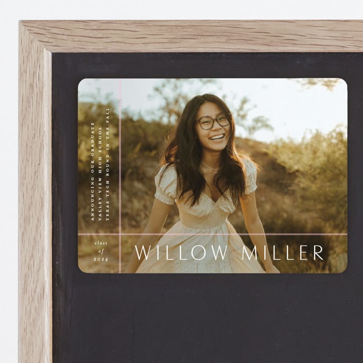 "Grids" - Graduation Announcements in Blush by Lauren Chism - Magnet Front