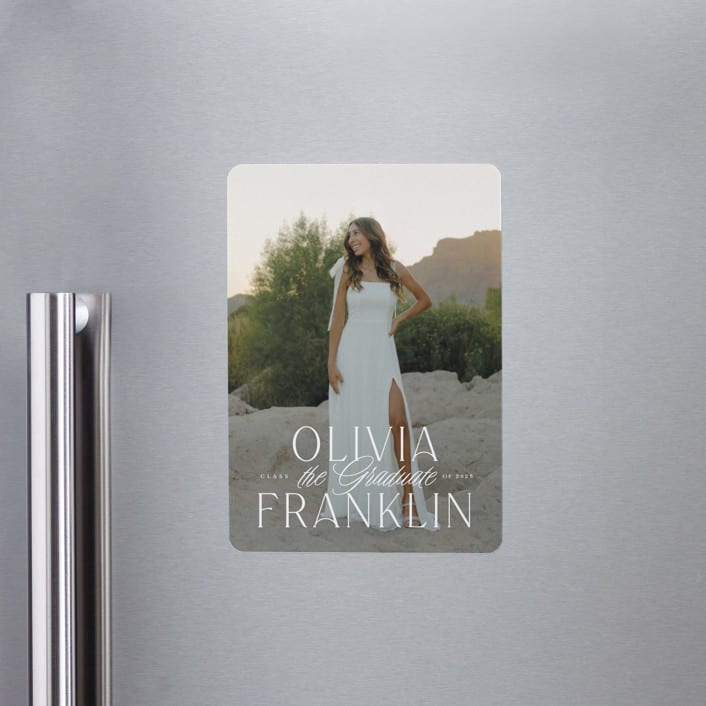 "Lovely Day" - Graduation Announcements in Pearl by Paper Raven Co. - Magnet Front