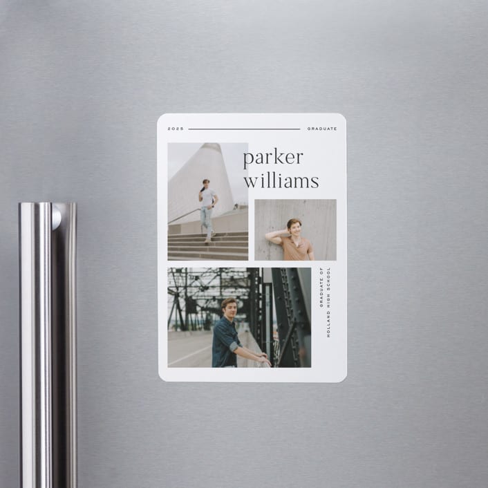 "Margins" - Graduation Announcements in Onyx by Pixel and Hank - Magnet Front