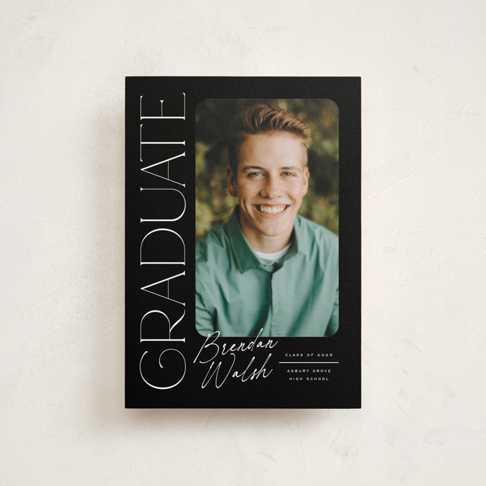 "Distinguished" - Graduation Announcements in Eclipse by Everett Paper Goods - Front