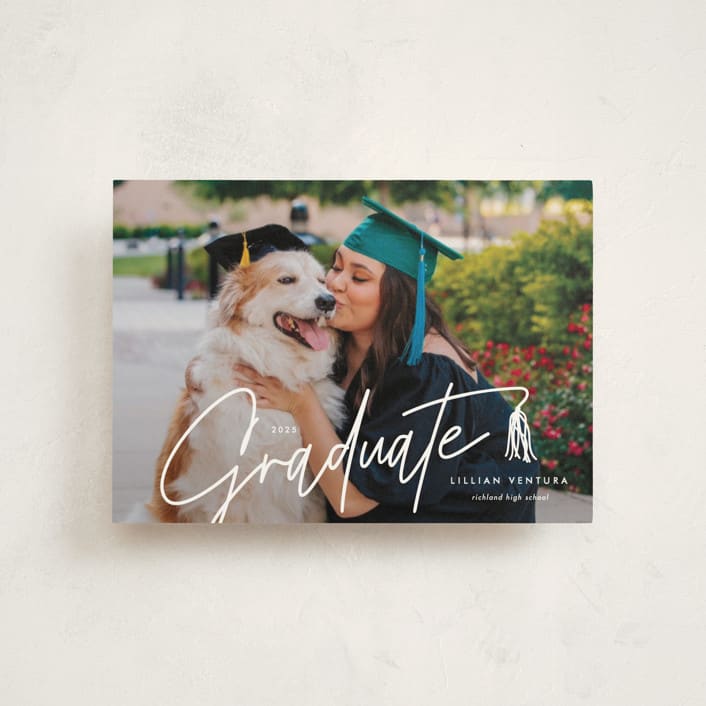 "Tassled T" - Graduation Announcements in Snow by Lauren Chism - Front
