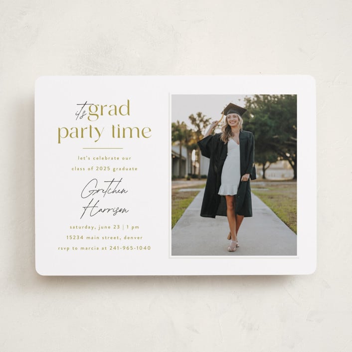 "Grad Party Time" - Graduation Party Invitations in Marigold by Ashlee Townsend - Front
