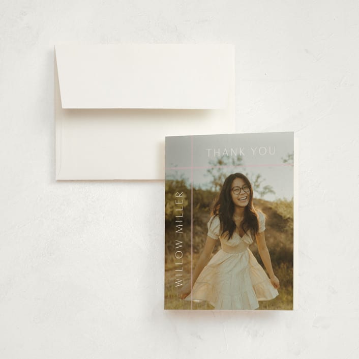 "Grids" - Graduation Thank You Cards in Blush by Lauren Chism - Front