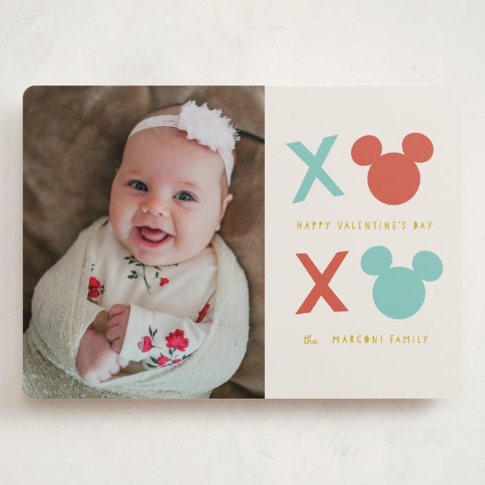 "Disney Mickey XOXO" - Valentine's Day Cards in Cherry by Ani Somi - Front