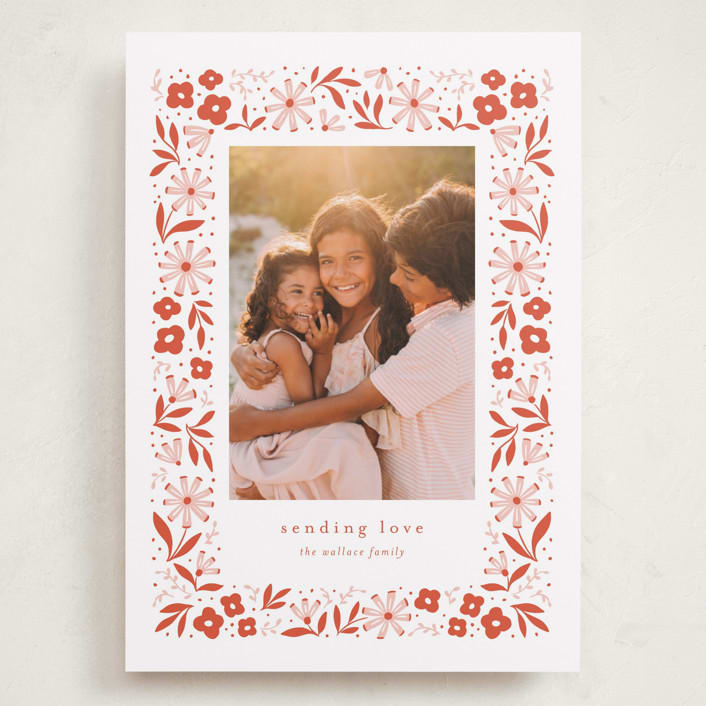 "Flora Frame" - Valentine's Day Cards in Poppy by Laura Hankins - Front