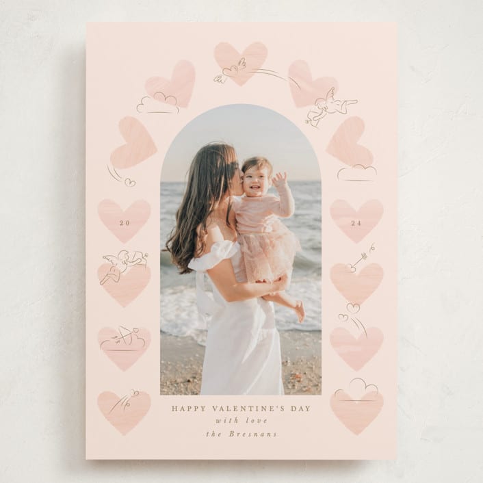 "Cupid" - Valentine's Day Cards in Peach by Corinne Malesic - Front