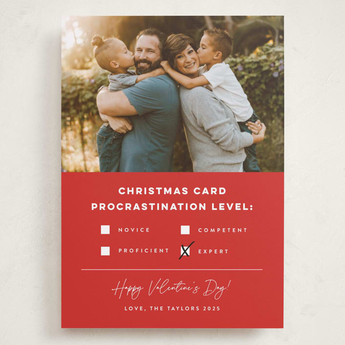 "Procrastination Expert" - Valentine's Day Cards in Poinsettia by Erica Krystek - Front