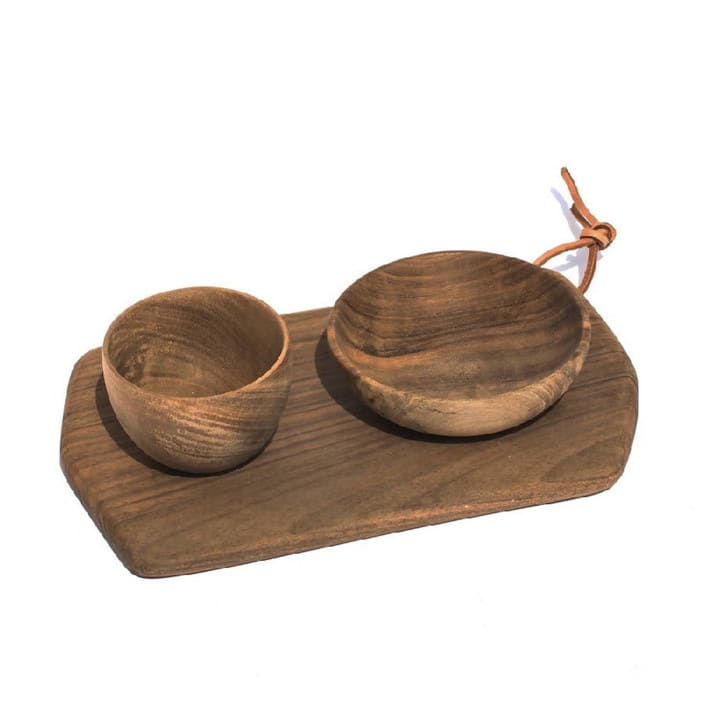 "Rectangular Cutting Board with Wooden Bowls Set" - Cutting Boards in brown by Powered By People