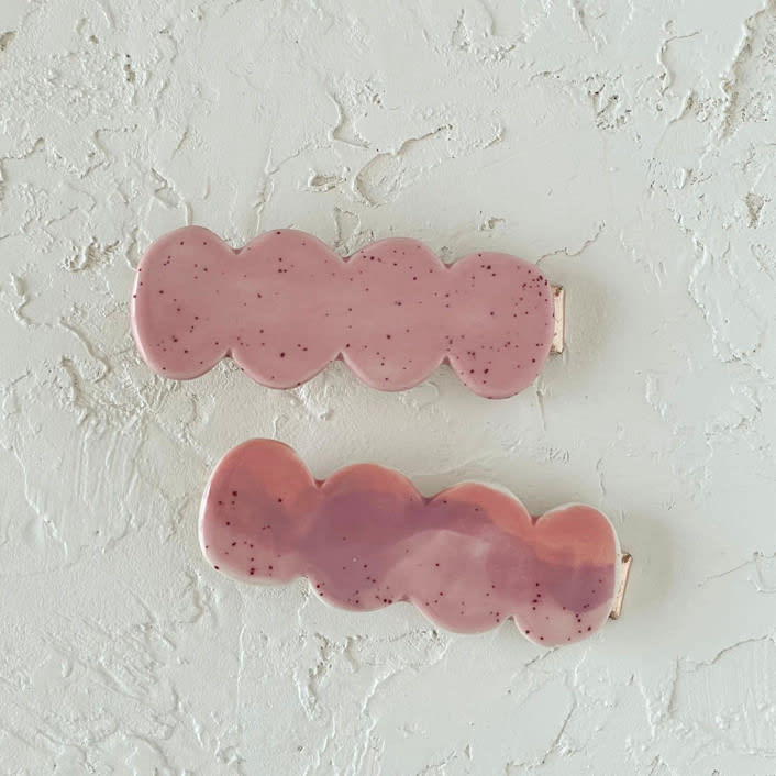 Pink Abstract Hair Clip Set by Quiet Clementine
