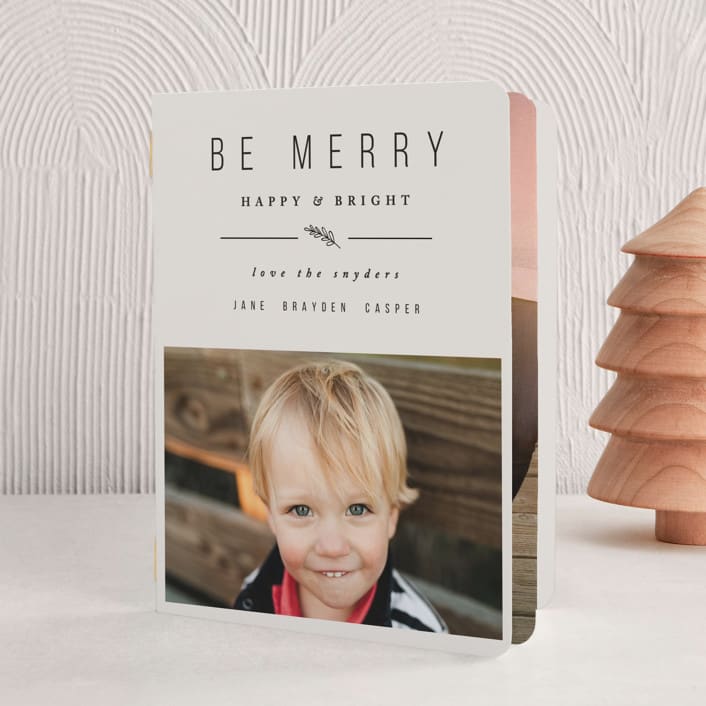 "Simple & Merry" - Holiday Booklette Cards in Cookie Dough by Melissa Egan of Pistols - Front