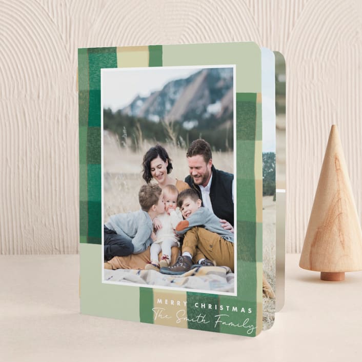 "Warm Flannel" - Holiday Booklette Cards in Spruce by Keen Peachy - Front