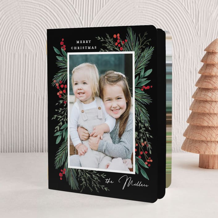 "Cedar Lane" - Holiday Booklette Cards in Midnight by Amy Kross - Front