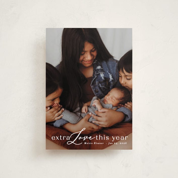"New Year Baby" - Holiday Birth Announcement Cards in Cotton by Angela Thompson - Front