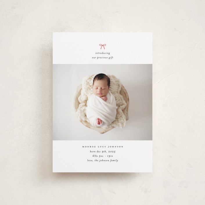 "our precious gift" - Holiday Birth Announcement Cards in Candy Cane by Carolyn Nicks - Front