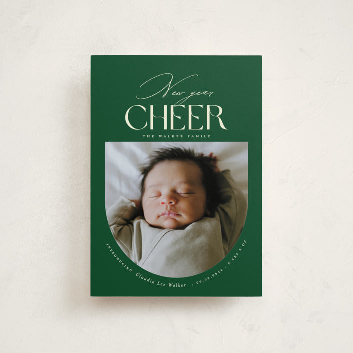 "oh so very blessed!" - Holiday Birth Announcement Cards in Fir by Sejal Banker - Front