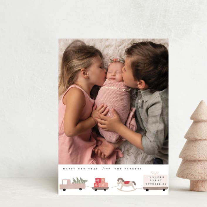"Christmas special" - Holiday Birth Announcement Cards in Berry by Maja Cunningham - Front