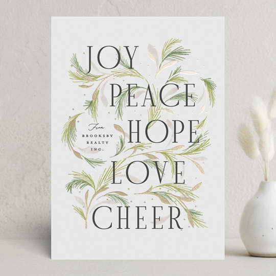 "Flora" - Holiday Cards in Greenery by Erin L. Wilson - Front