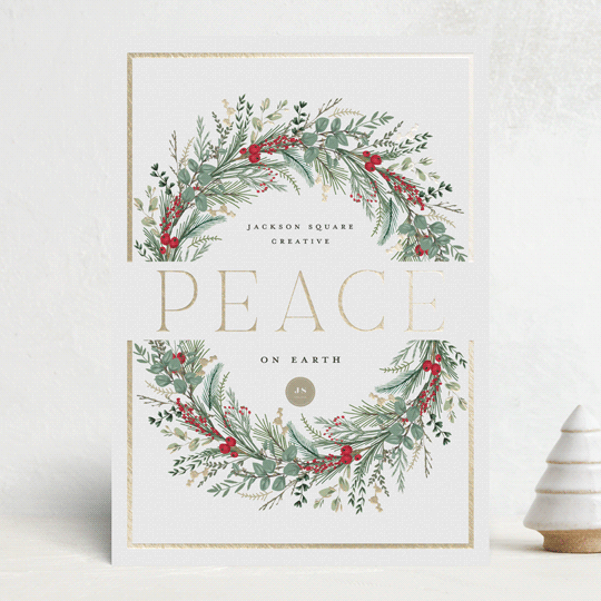 "Peace On Earth" - Holiday Cards in Candy Cane by Susan Moyal - Front