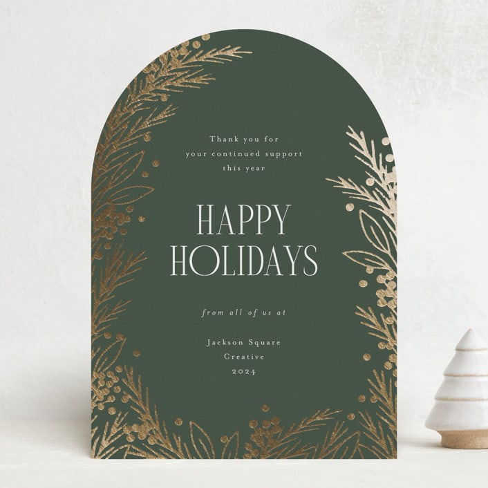 "Gilded Edge" - Holiday Cards in Forest by Michelle Taylor - Front