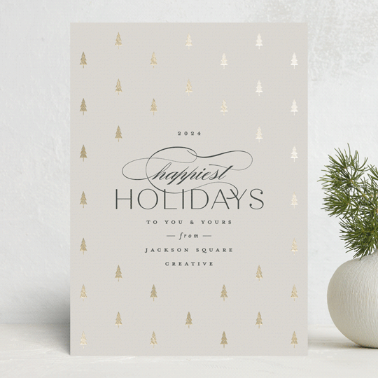 "Joyful Trees" - Holiday Cards in Ivory by Carolyn Nicks - Front