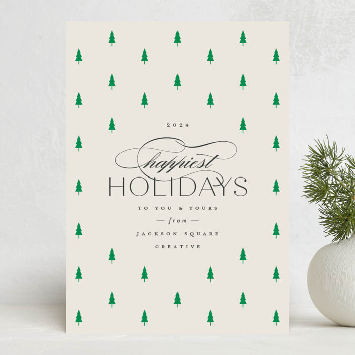"Joyful Trees" - Holiday Cards in Ivory by Carolyn Nicks - Front