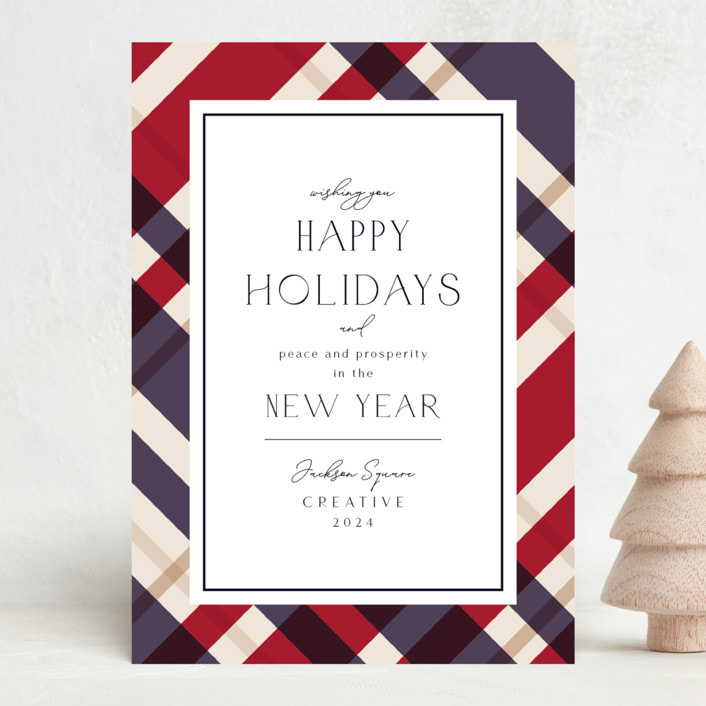 "Plaid Suit Holiday" - Holiday Cards in Marine by Chris Griffith - Front