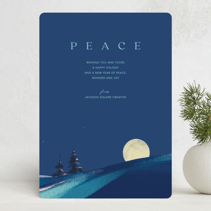 "Serene Peace" - Holiday Cards in Blueberry by Eric Ransom - Front