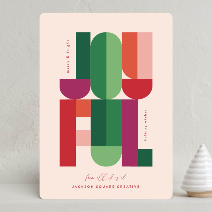 "Merry and Bright Letters" - Holiday Cards in Holly Berry by Lisa McLean - Front