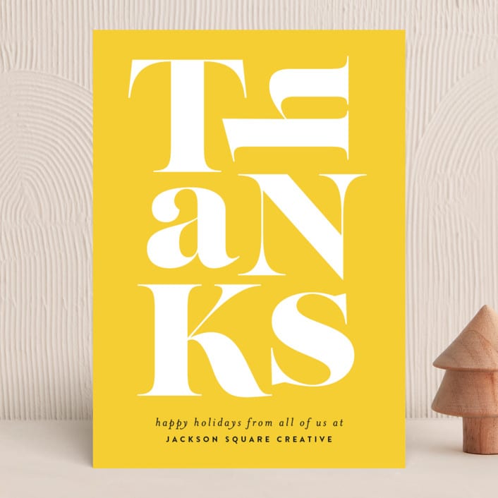 "Thanks" - Holiday Cards in Cornucopia by Jessica Corliss - Front