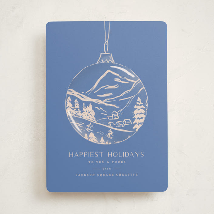 "Painted Ornament" - Holiday Cards in Sapphire by Vera Lim - Front