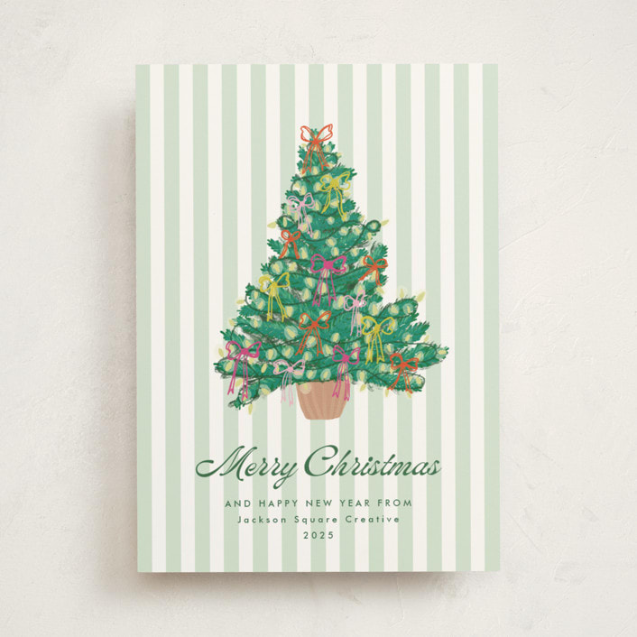 "Lobby Bow Tree" - Holiday Cards in Wintergreen by Erika Firm - Front