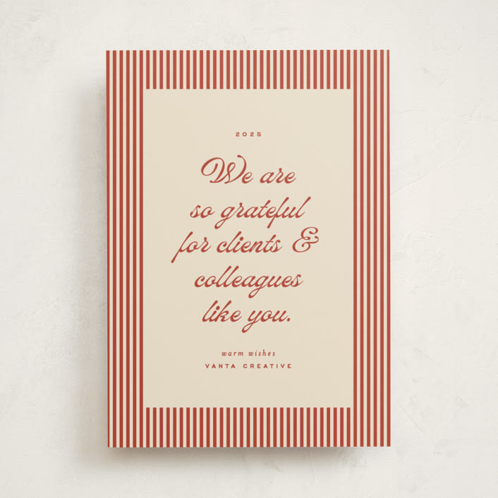 "pinstriped border" - Holiday Cards in Cranberry by Ellen Schlegelmilch - Front