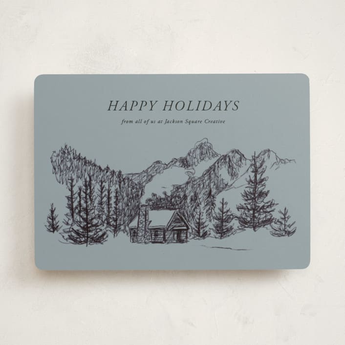 "Inkpen Cabin" - Holiday Cards in Slate by Holly Whitcomb - Front