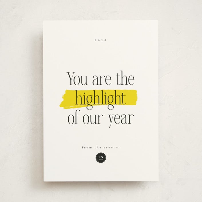 "Highlight" - Holiday Cards in Lemon by Hudson meet Rose - Front