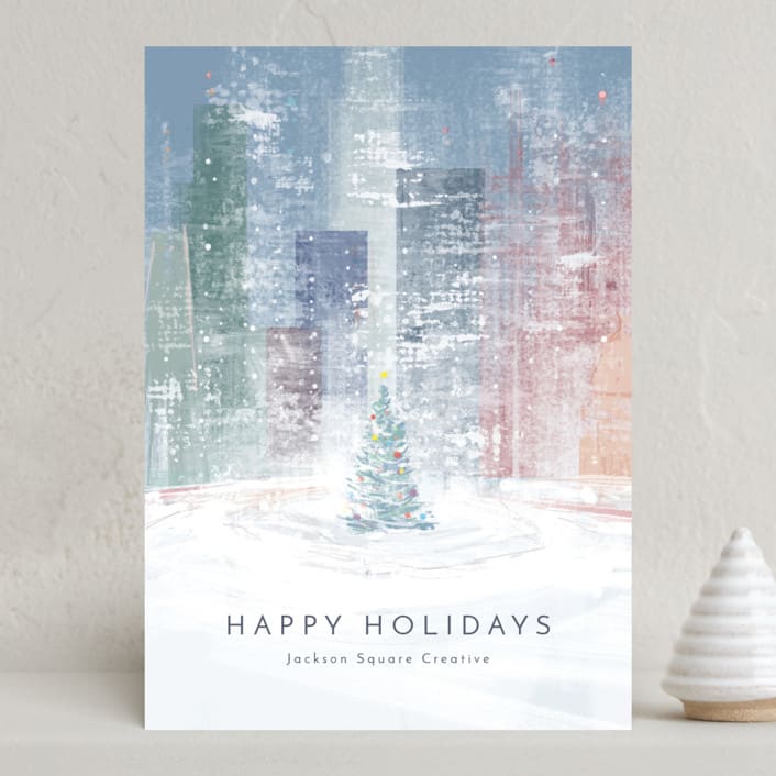 "Winter City Wishes" - Holiday Cards in Wintermint by Eric Ransom - Front