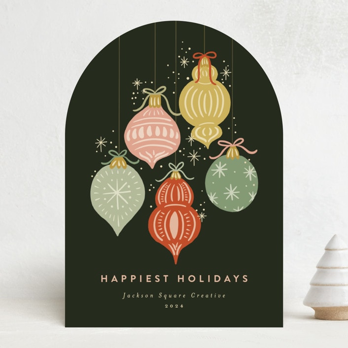 "Sparkling Ornaments" - Holiday Cards in Fir by Joanna Griffin - Front