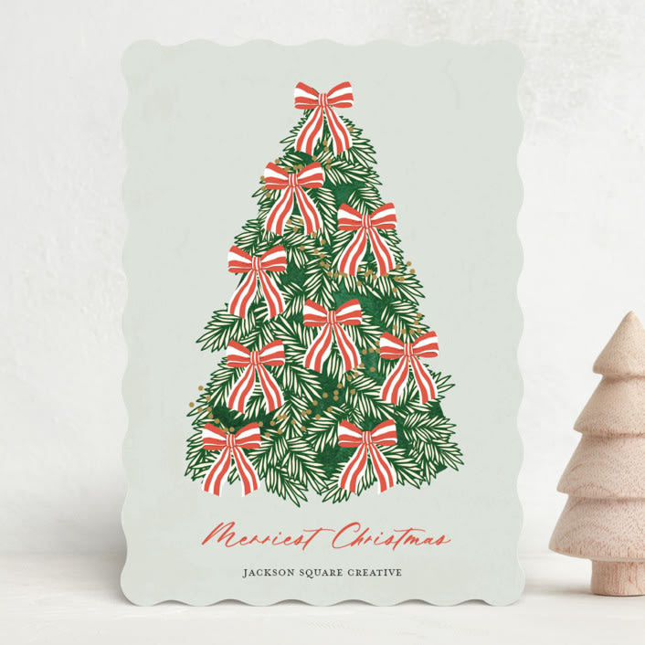 "Oh Christmas Tree" - Holiday Cards in Sage by Sherley Ferreira - Front
