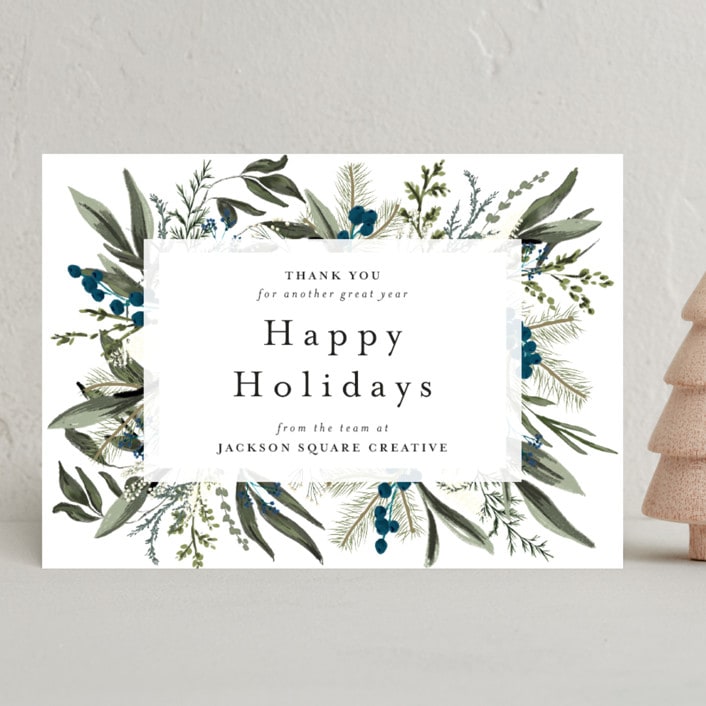 "Holiday Botanical" - Holiday Cards in Winter Berry by Susan Moyal - Front