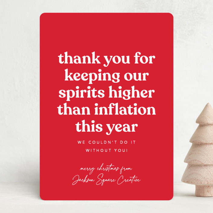 "Inflation" - Holiday Cards in Poinsettia by Robert and Stella - Front