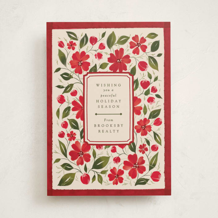 "Florale" - Holiday Cards in Poinsettia by Erin L. Wilson - Front