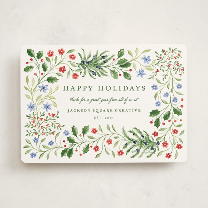 "Sophia" - Holiday Cards in Juniper by Sarah Knight - Front