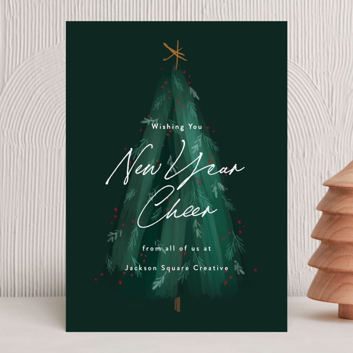 "brushy tree" - Holiday Cards in Evergreen by Rebecca Durflinger - Front