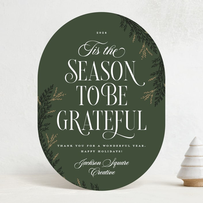 "Gratitude Season" - Holiday Cards in Pine by Robert and Stella - Front