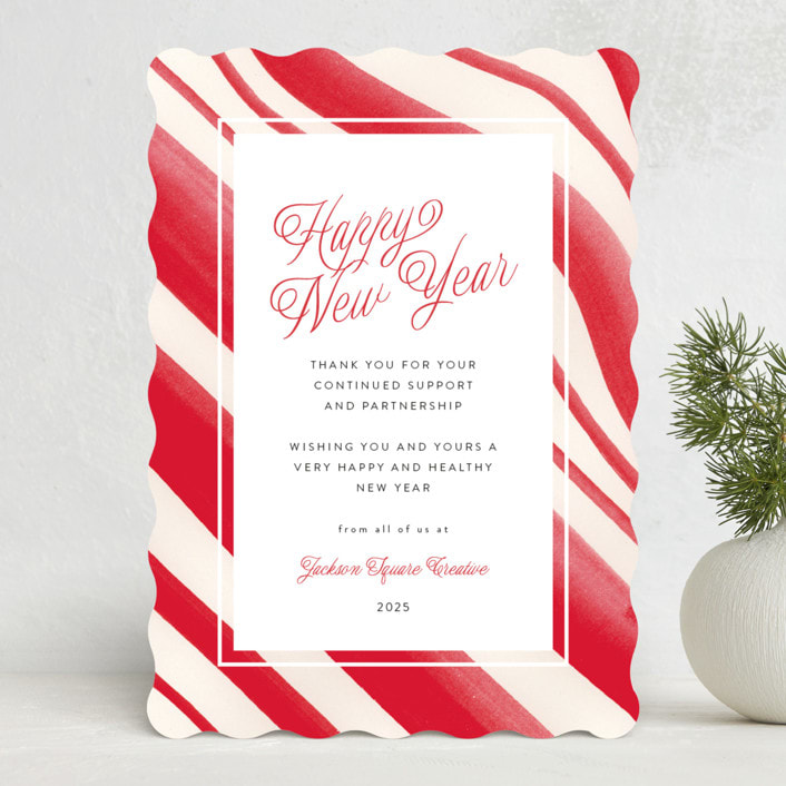 "Peppermint Border" - Holiday Cards in Candy Cane by Erika Firm - Front