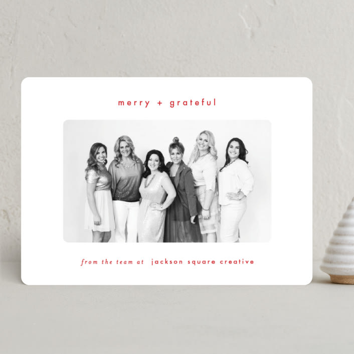 "Simply grateful" - Holiday Cards in Holly Berry by AK Graphics - Front