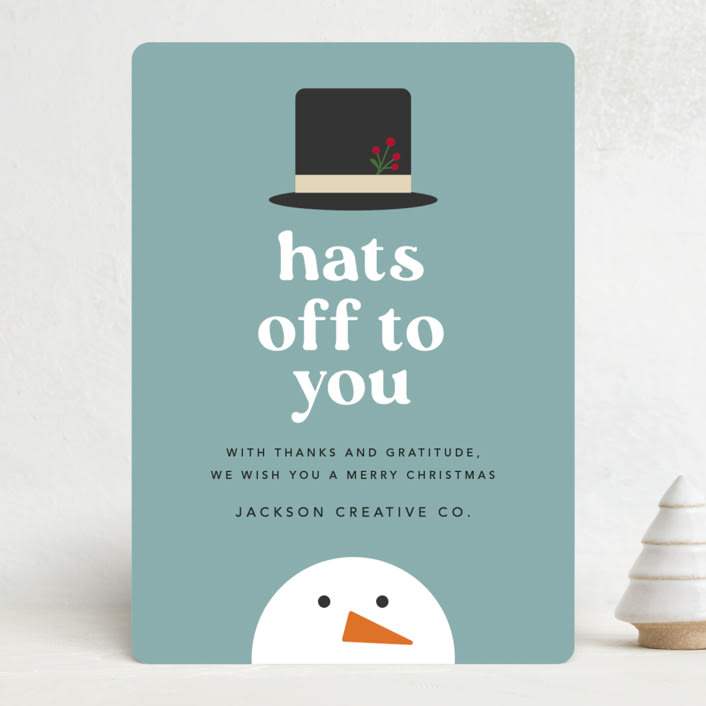 "Hats Off To You" - Holiday Cards in Blue Jay by Louise Kay - Front