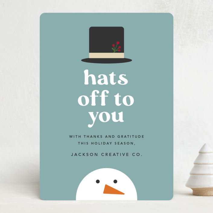 "Hats Off To You" - Holiday Cards in Blue Jay by Louise Kay - Front